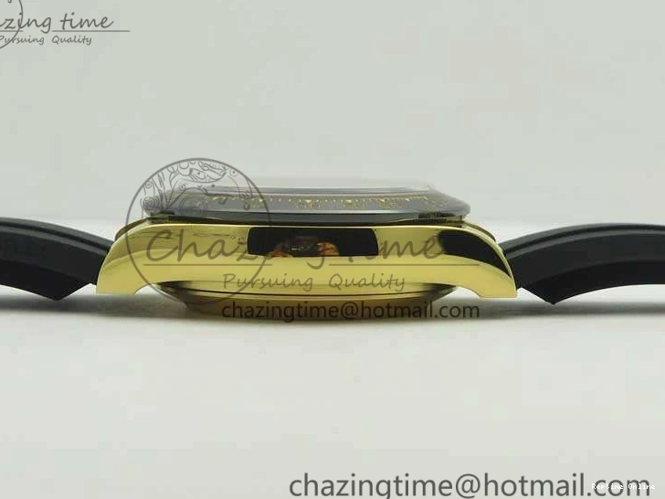 0522 Chic Daytona 116518LN YG JH Best Black Gold Dial On Rubber Strap A4130 (Free XS Rubber ) 3458